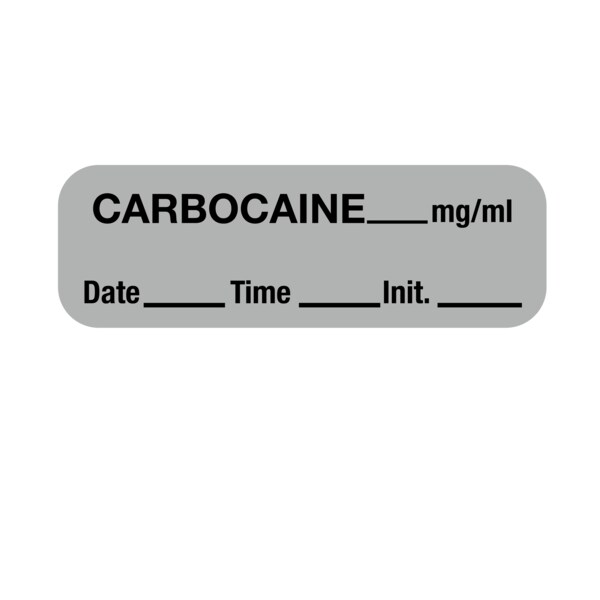 Label, Carbocaine 1/2" x 1-1/2" Gray w/Black